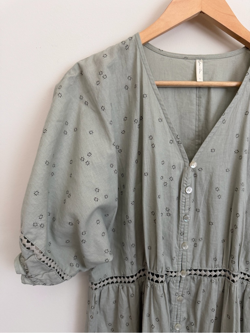 Rylee + Cru Sage Eyelet Button-Front Maxi Dress